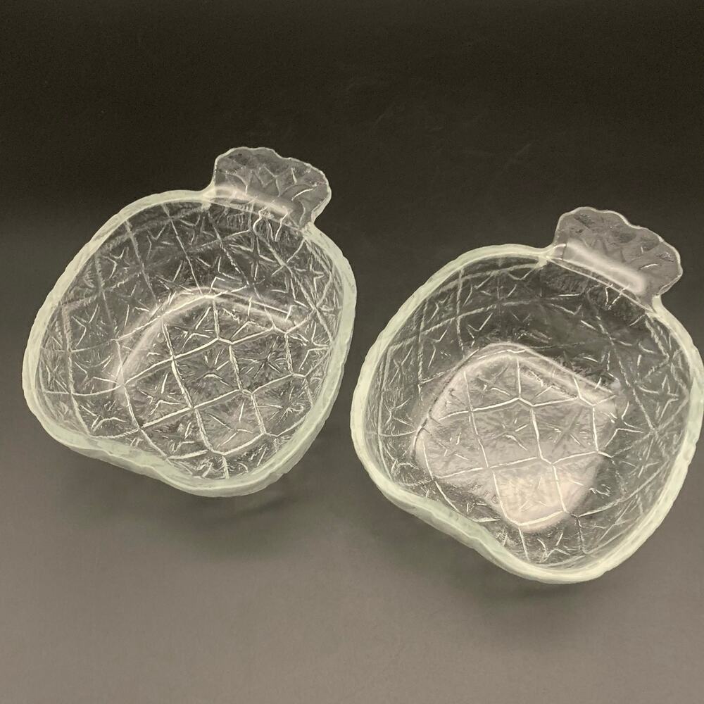 Vintage 1950’s KIG Indonesia Pineapple Shaped Pattern Glass Fruit Nut Bowl Dish